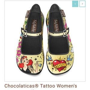 🍫Hot Chocolate Design Tattoo Mary Jane Flats $20